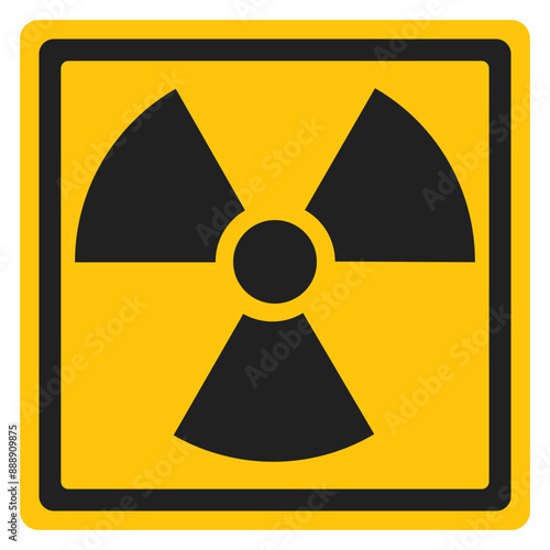 Radiation alert sign isolated on white background.