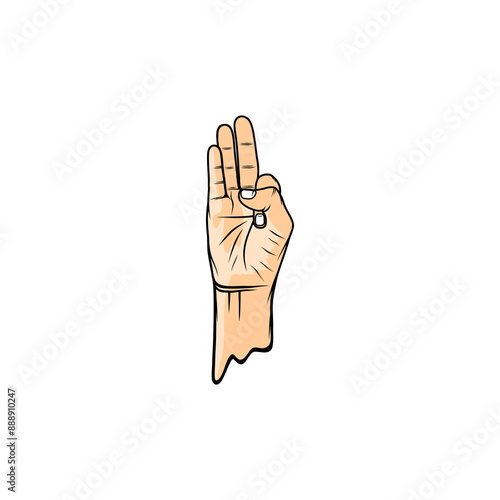 right hand gesture vayu mudra vector illustration