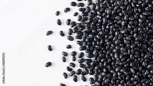 Black beans on a white background