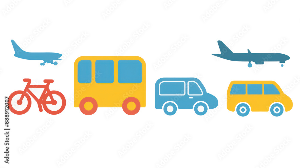 A minimalist vector icon set of transportation transparant background A minimalist vector icon set of transportation transparant background