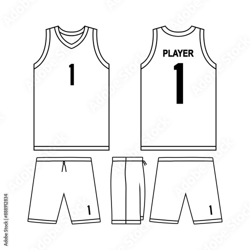 front back basketball jersey set mockup vector