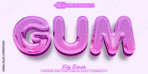 Cartoon Bubblegum Vector Editable Text Effect Template