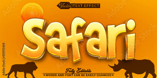 Cartoon Orange Safari Vector Editable Text Effect Template