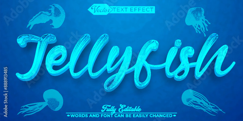 Cartoon Jellyfish Vector Editable Text Effect Template