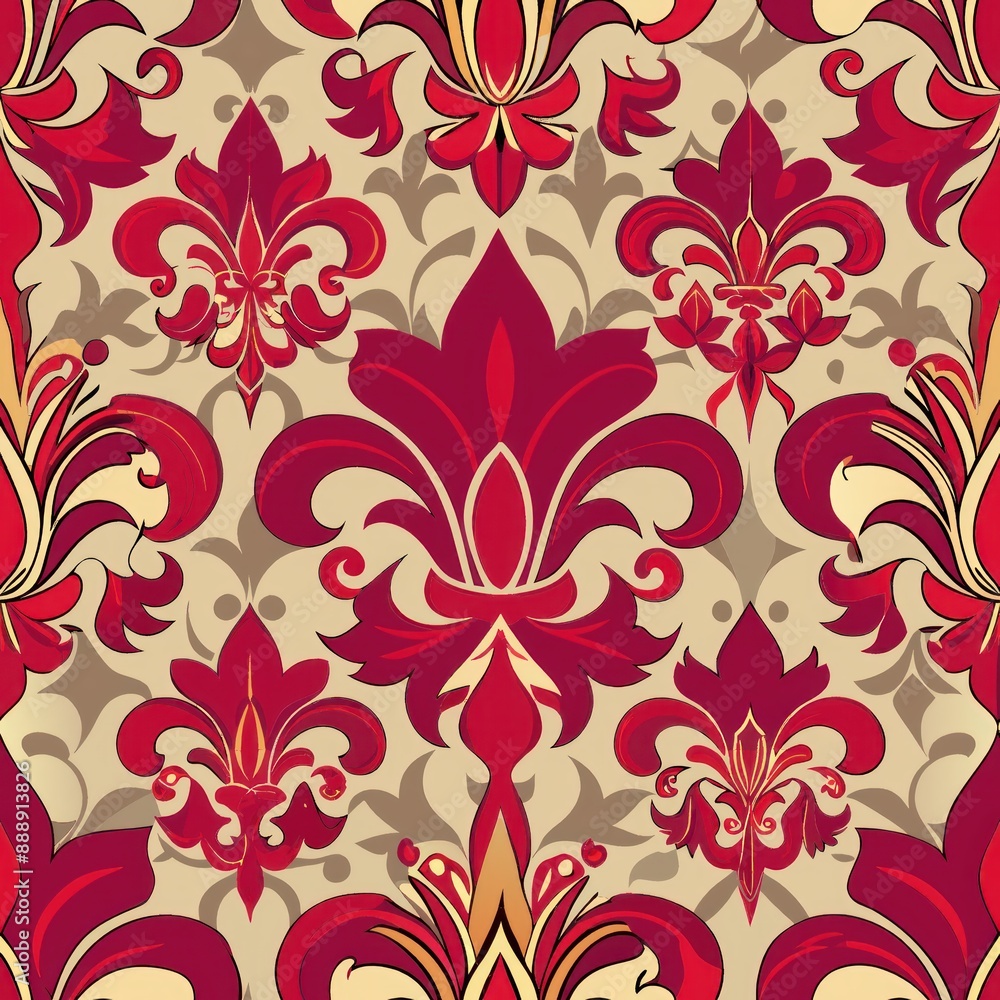 seamless pattern of fleur-de-lis and floral accents, Generative AI seamless pattern of fleur-de-lis and floral accents, Generative AI