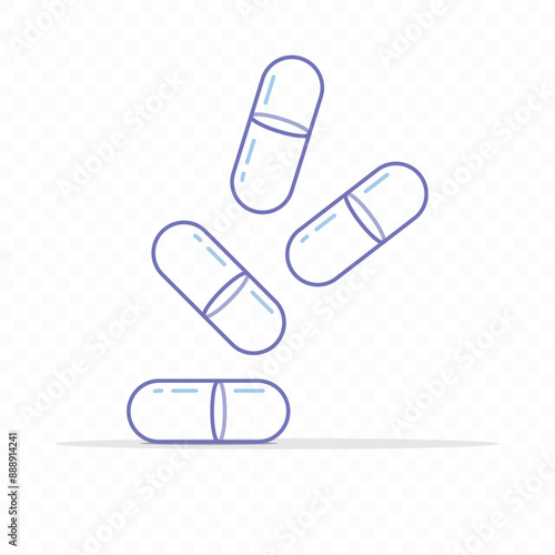Pills line icon. Capsules of vitamins, tablets, drugs
