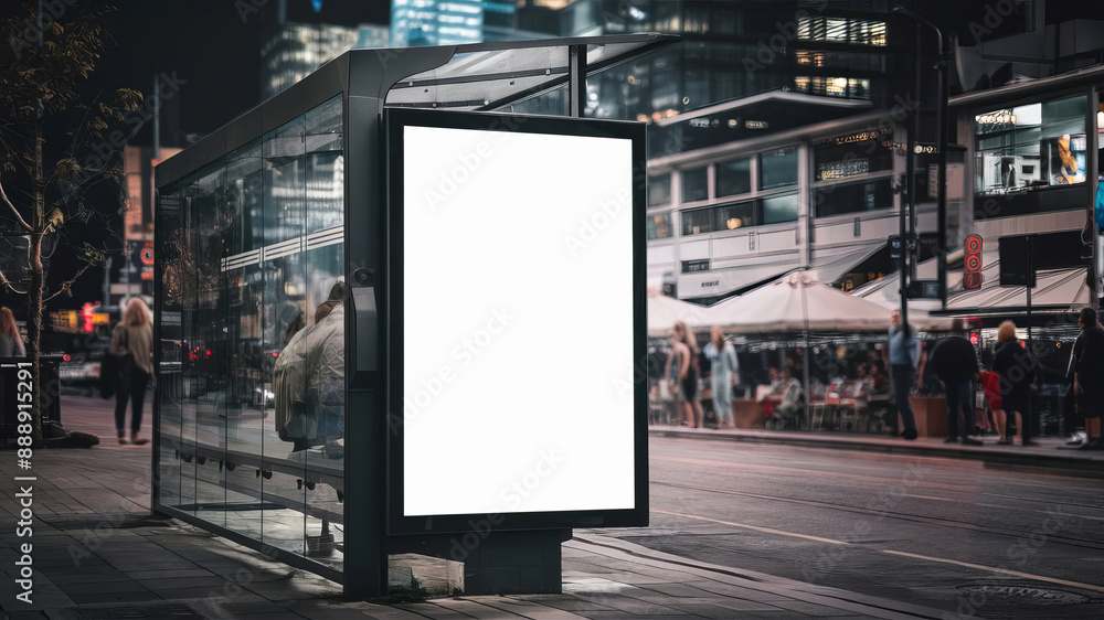 Empty billboard frames stand at bus stops, providing a prime spot for eye-catching advertising. Empty billboard frames stand at bus stops, providing a prime spot for eye-catching advertising.