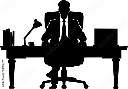 Silhouette Business man sitting on chair , Chief Executive Officer  vector illustration , 