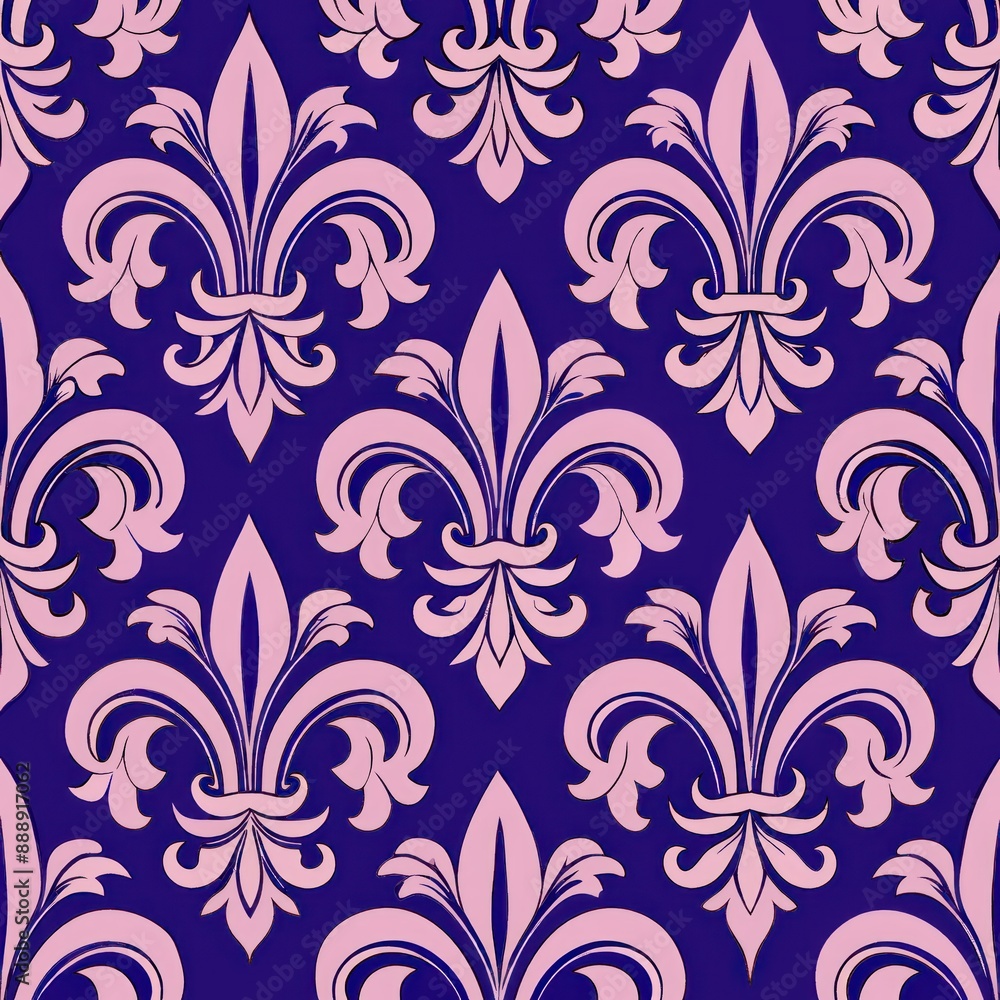 seamless pattern of hand-drawn fleur-de-lis designs, Generative AI seamless pattern of hand-drawn fleur-de-lis designs, Generative AI