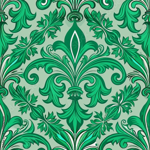 seamless pattern of intricate fleur-de-lis and vines, Generative AI