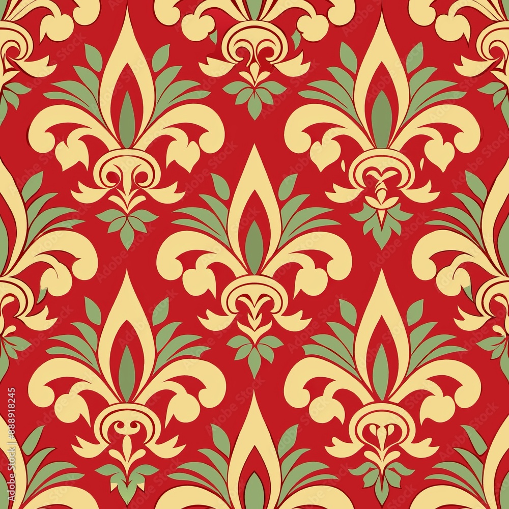 seamless pattern of modern geometric fleur-de-lis, Generative AI seamless pattern of modern geometric fleur-de-lis, Generative AI