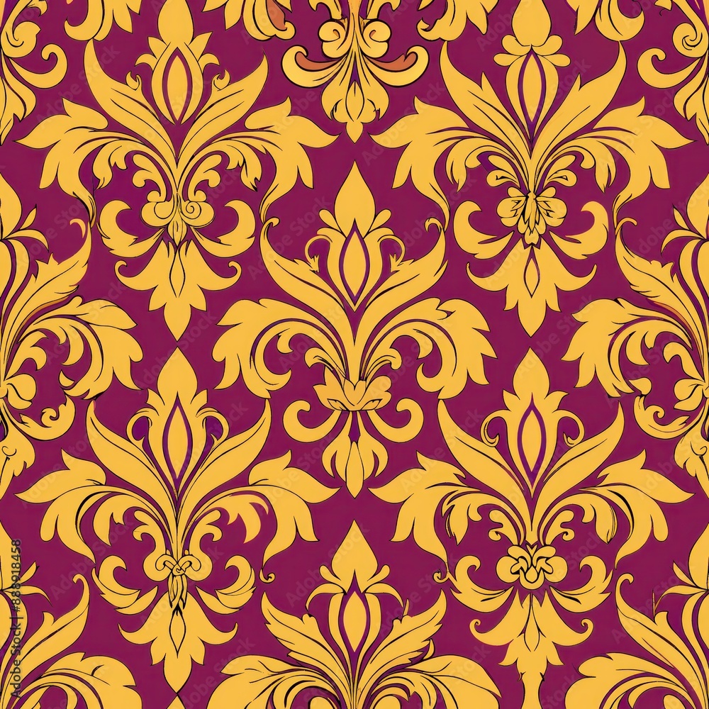 seamless pattern of ornate fleur-de-lis motifs, Generative AI seamless pattern of ornate fleur-de-lis motifs, Generative AI