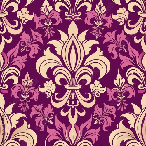 seamless pattern of ornate fleur-de-lis motifs, Generative AI