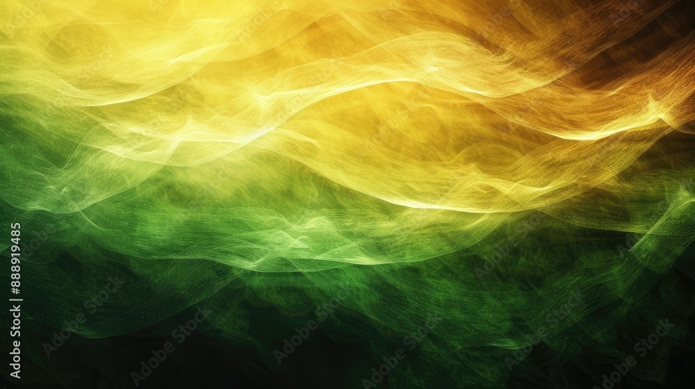 Abstract fluid waves in green, yellow, and black hues Abstract fluid waves in green, yellow, and black hues