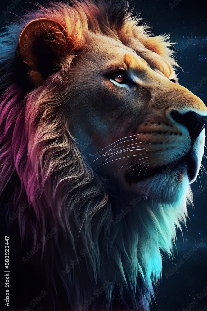 Naklejka premium close up portrait of a lion