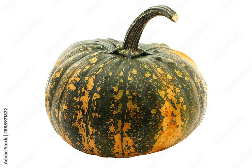 Kabocha pumpkin with a green stem isolated on a white background, great for autumn themes and decorations Kabocha pumpkin with a green stem isolated on a white background, great for autumn themes and decorations