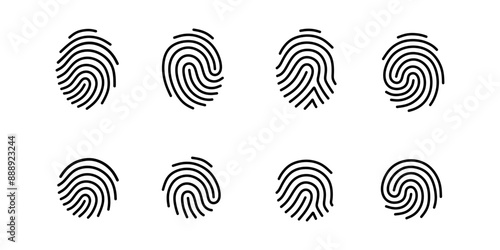 collection of fingerprint shapes with editable stroke
