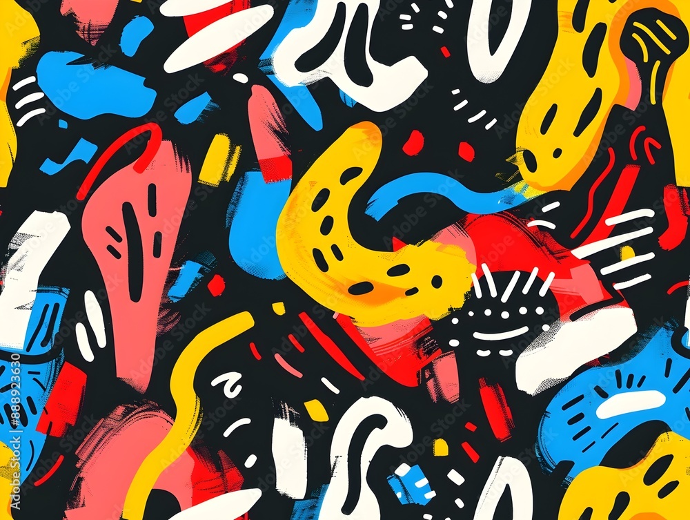 Vibrant Abstract Organic Shapes in Seamless Playful Pattern Vibrant Abstract Organic Shapes in Seamless Playful Pattern