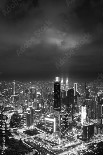 Photography scenery kuala lumpur city in black and white