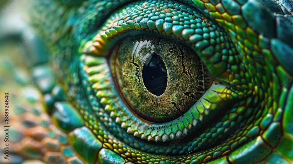 Obraz premium Close-up of a Green Iguana's Eye