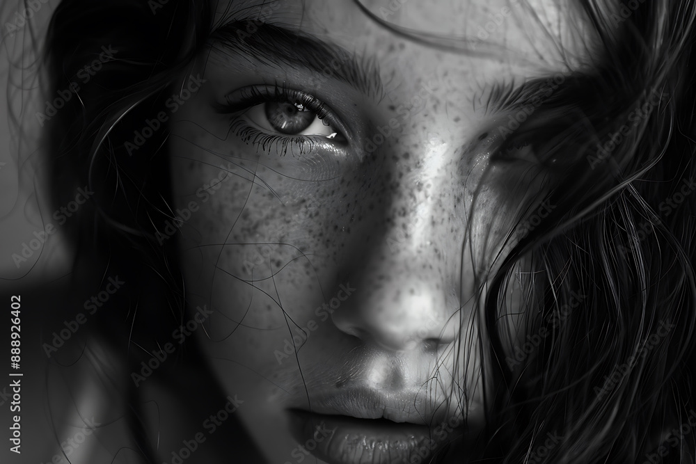 Close-up photo of a beautiful girl, capturing her radiant features and natural beauty in a detailed, expressive portrait Close-up photo of a beautiful girl, capturing her radiant features and natural beauty in a detailed, expressive portrait