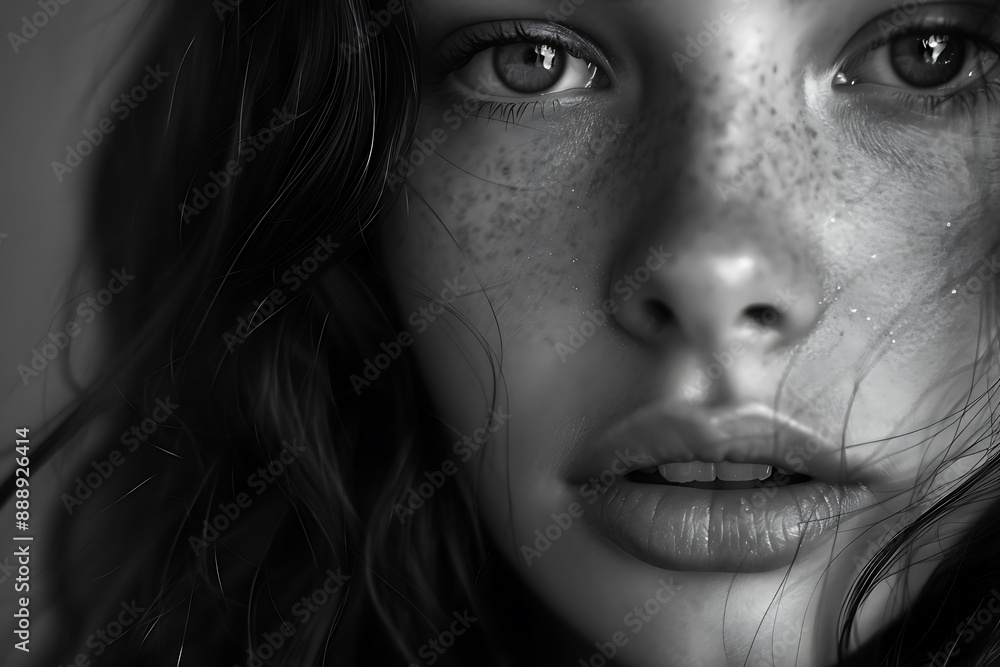 Close-up photo of a beautiful girl, capturing her radiant features and natural beauty in a detailed, expressive portrait Close-up photo of a beautiful girl, capturing her radiant features and natural beauty in a detailed, expressive portrait