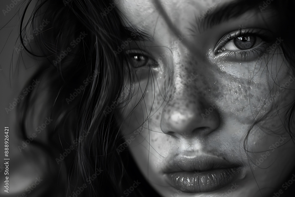Close-up photo of a beautiful girl, capturing her radiant features and natural beauty in a detailed, expressive portrait Close-up photo of a beautiful girl, capturing her radiant features and natural beauty in a detailed, expressive portrait