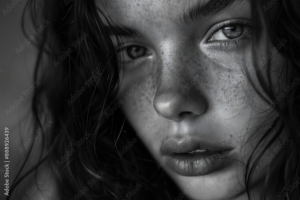 Close-up photo of a beautiful girl, capturing her radiant features and natural beauty in a detailed, expressive portrait Close-up photo of a beautiful girl, capturing her radiant features and natural beauty in a detailed, expressive portrait