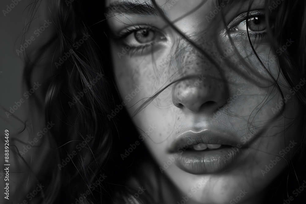 Close-up photo of a beautiful girl, capturing her radiant features and natural beauty in a detailed, expressive portrait Close-up photo of a beautiful girl, capturing her radiant features and natural beauty in a detailed, expressive portrait