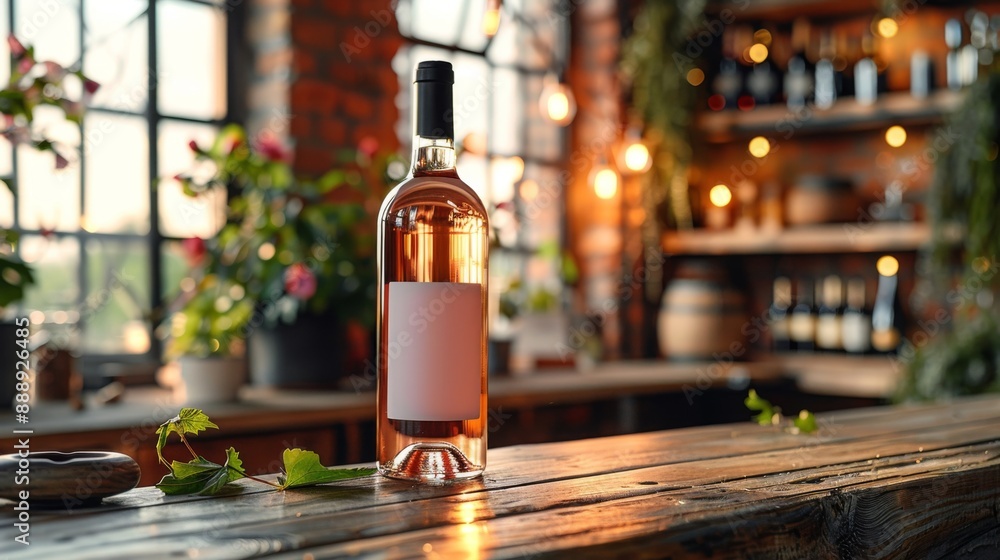 Single Wine Bottle Mockup in Natural and Kitchen Settings Customizable Blank Label for Personalized Branding Single Wine Bottle Mockup in Natural and Kitchen Settings Customizable Blank Label for Personalized Branding