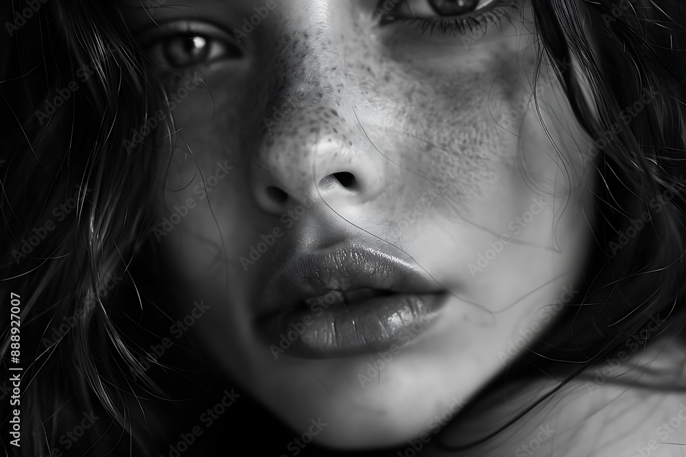 Close-up photo of a beautiful girl, capturing her radiant features and natural beauty in a detailed, expressive portrait Close-up photo of a beautiful girl, capturing her radiant features and natural beauty in a detailed, expressive portrait