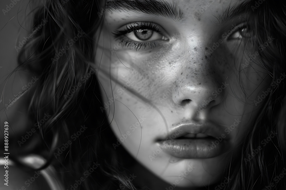 Close-up photo of a beautiful girl, capturing her radiant features and natural beauty in a detailed, expressive portrait Close-up photo of a beautiful girl, capturing her radiant features and natural beauty in a detailed, expressive portrait