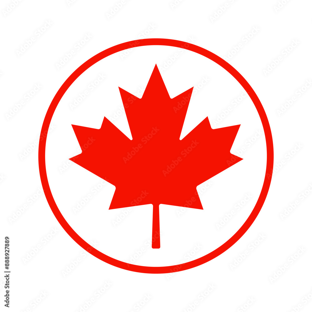 Canada Flag Red Maple Leaf Round Icon Vector Illustration Canada Flag Red Maple Leaf Round Icon Vector Illustration