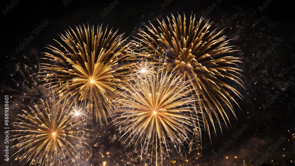 Naklejka premium fireworks in the night sky, ai generated