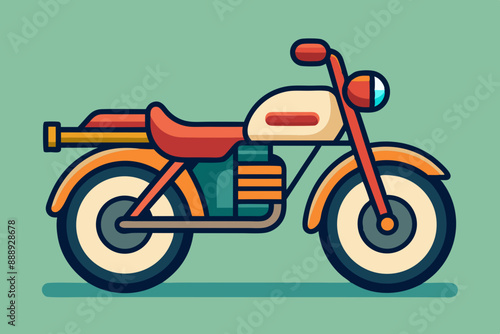  Retro Motorbike Cartoon Vector art Illustration  photo