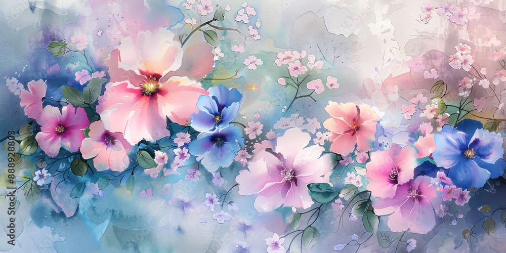 A beautiful watercolor painting of flowers in soft pastel colors, creating a delicate and elegant design. A beautiful watercolor painting of flowers in soft pastel colors, creating a delicate and elegant design.