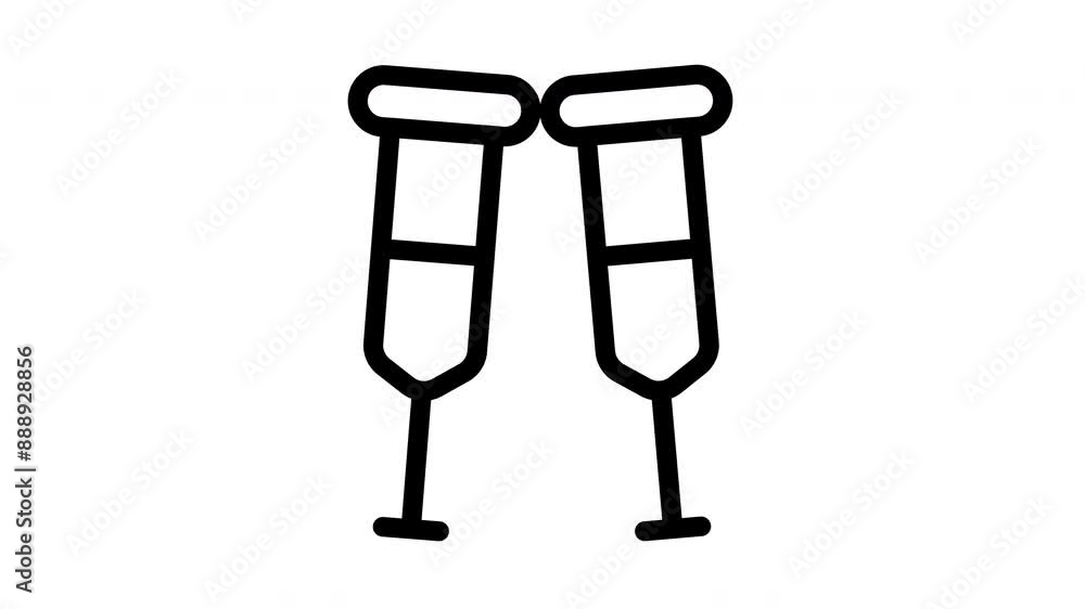 Animated crutches line icon on transparent background, medical animation, 4k video motion graphic with alpha channel, use for web design, mobile apps, ui design Animated crutches line icon on transparent background, medical animation, 4k video motion graphic with alpha channel, use for web design, mobile apps, ui design