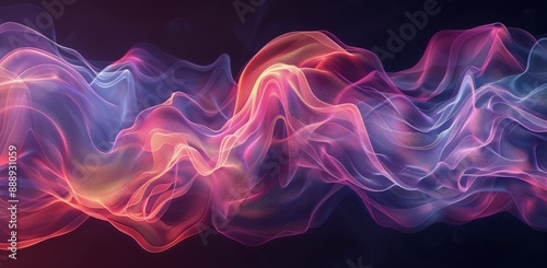 Abstract Wavy Pink And Blue Lights On A Dark Background