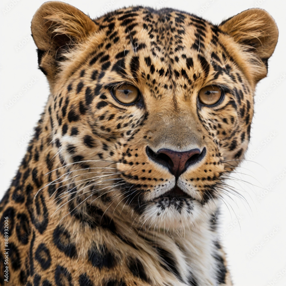 a leopard on a white background