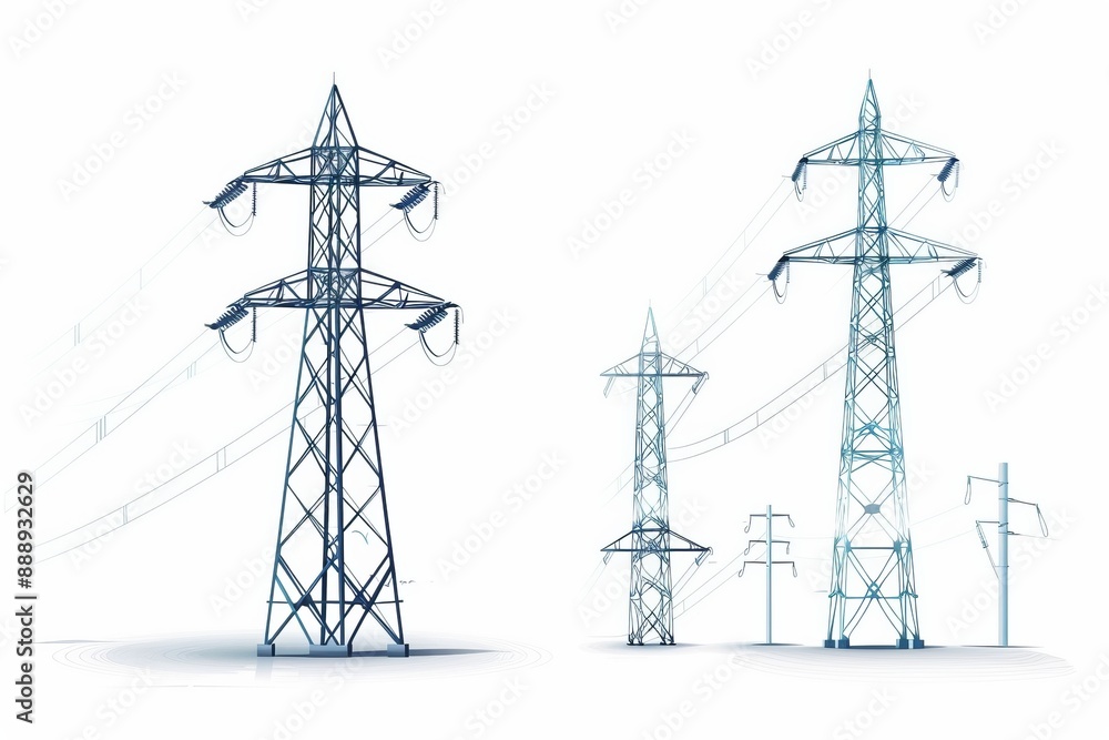 Power line icon, electric main 3d realistic symbol, electric line minimal emblem, lamps, power line pictogram Power line icon, electric main 3d realistic symbol, electric line minimal emblem, lamps, power line pictogram