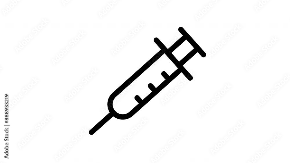 Animated inject line icon on transparent background, medical animation, 4k video motion graphic with alpha channel, use for web design, mobile apps, ui design