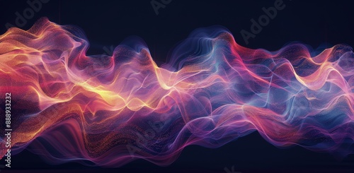 Abstract Wavy Pink And Blue Lights On A Dark Background