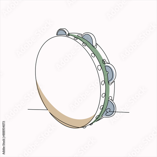 Hand Drawn Tambourine Line Art