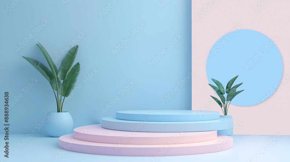 Blue and pink display podium 3d rendering on an
isolated background Blue and pink display podium 3d rendering on an
isolated background