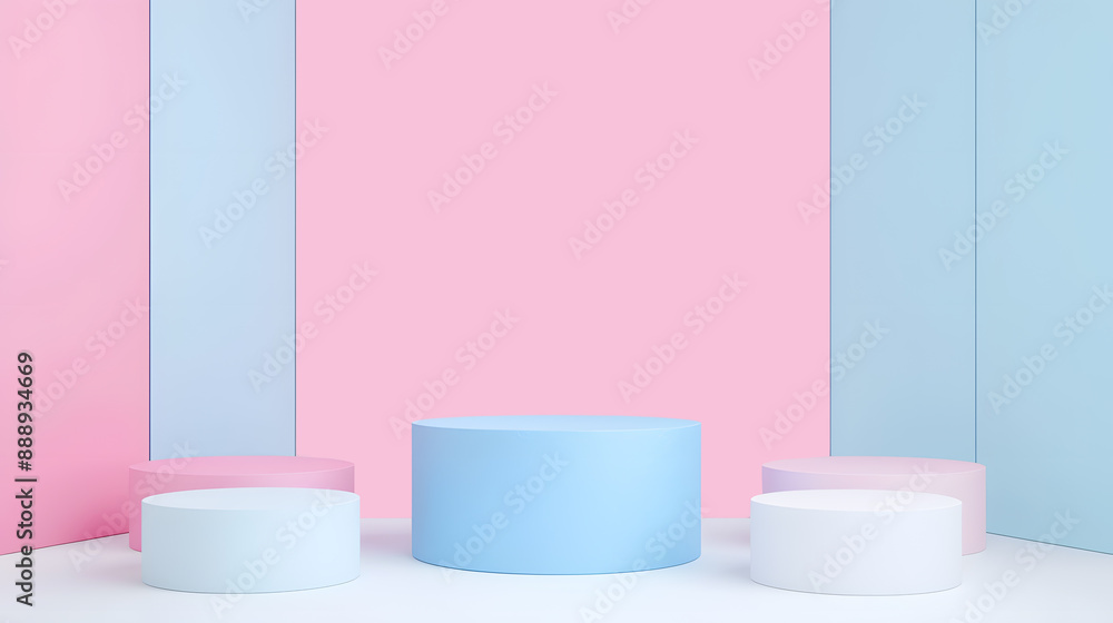 Blue and pink display podium 3d rendering on an
isolated background Blue and pink display podium 3d rendering on an
isolated background