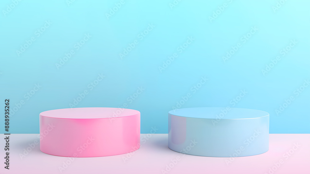 Blue and pink display podium 3d rendering on an
isolated background Blue and pink display podium 3d rendering on an
isolated background