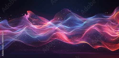 Abstract Wavy Pink And Blue Lights On A Dark Background