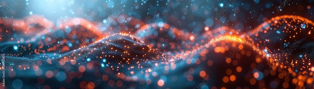 Fototapeta premium AI neural network with detailed data flow, unsupervised learning, cutting-edge AI visualization