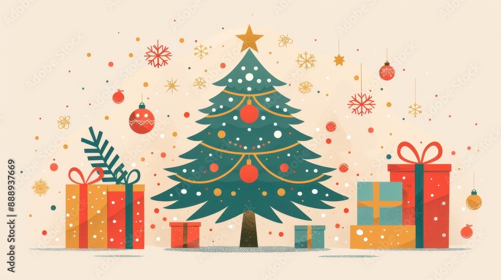 Christmas Tree and Presents Illustration Christmas Tree and Presents Illustration