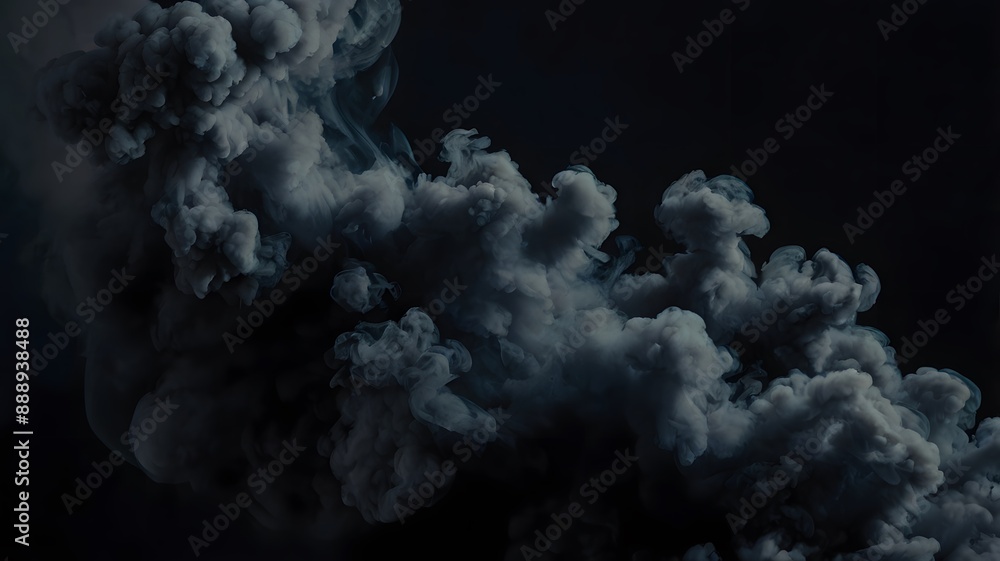 Dark black fire smoke cloud explosion, smoky air mist background Dark black fire smoke cloud explosion, smoky air mist background